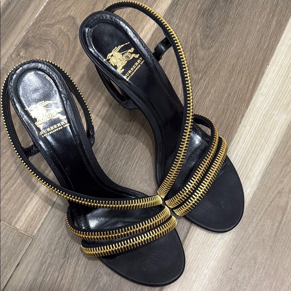 Burberry Black and Gold Women's Sandals 24 hour sale
